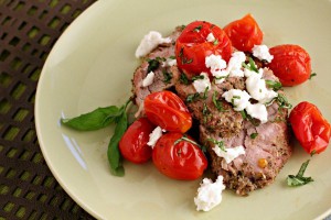 Fervent Foodie: Roasted Pork Tenderloin with Crumbled Goat Cheese and Blistered Tomatoes
