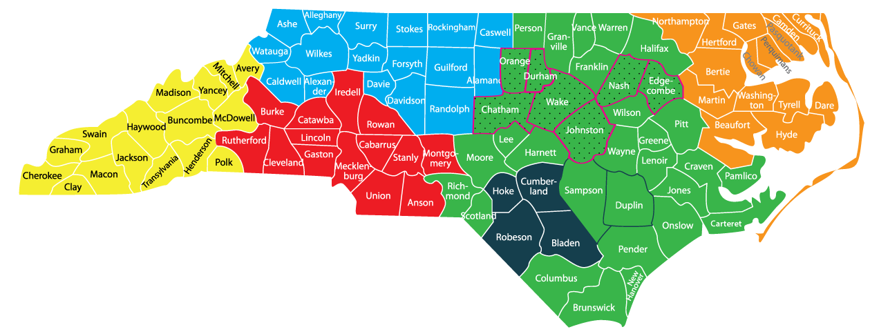 map of food banks in North Carolina